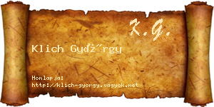 Klich György névjegykártya